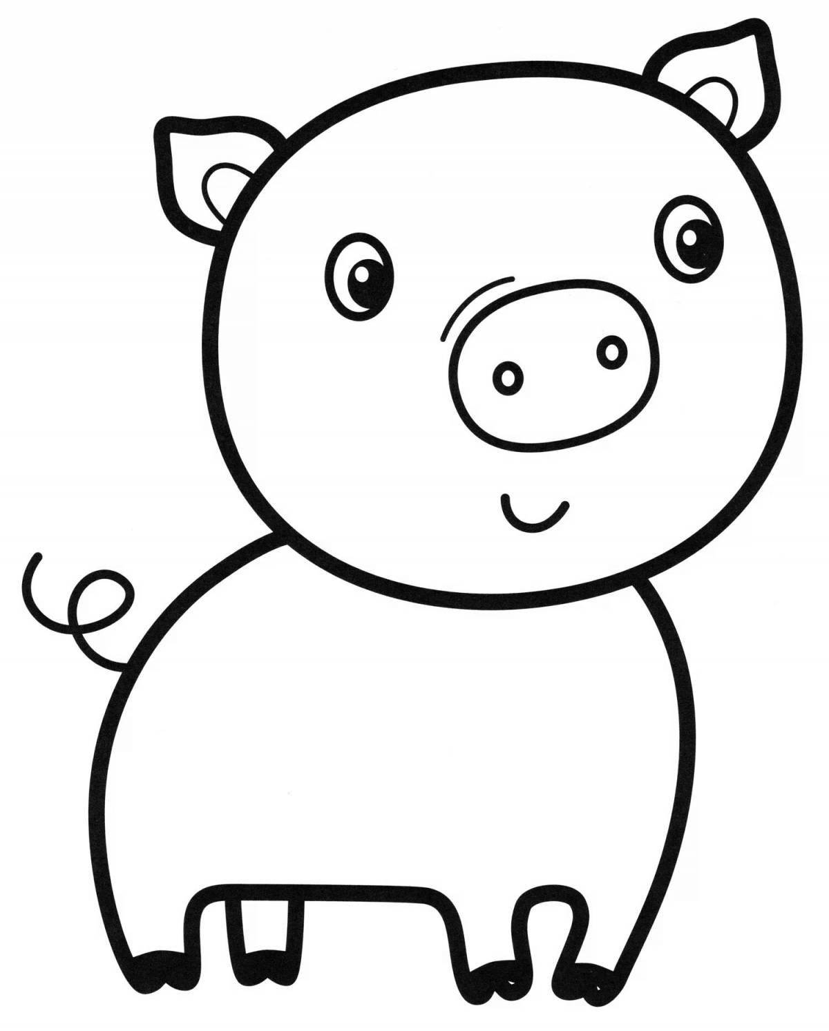 Улыбающаяся раскраска свинья для детей