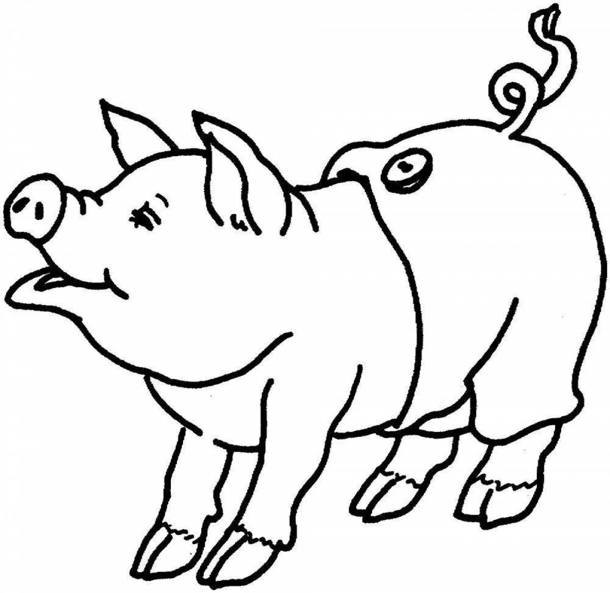 Fairytale coloring pig for kids