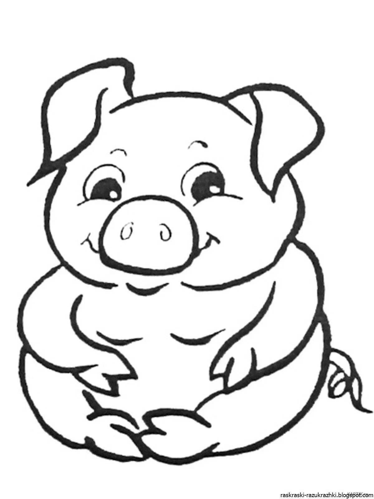 Инновационная раскраска свинья для детей