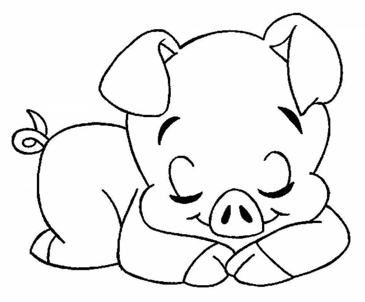 Wonderful coloring pig for kids