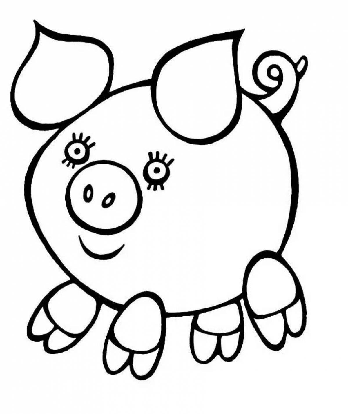 Удивительная раскраска свинья для детей