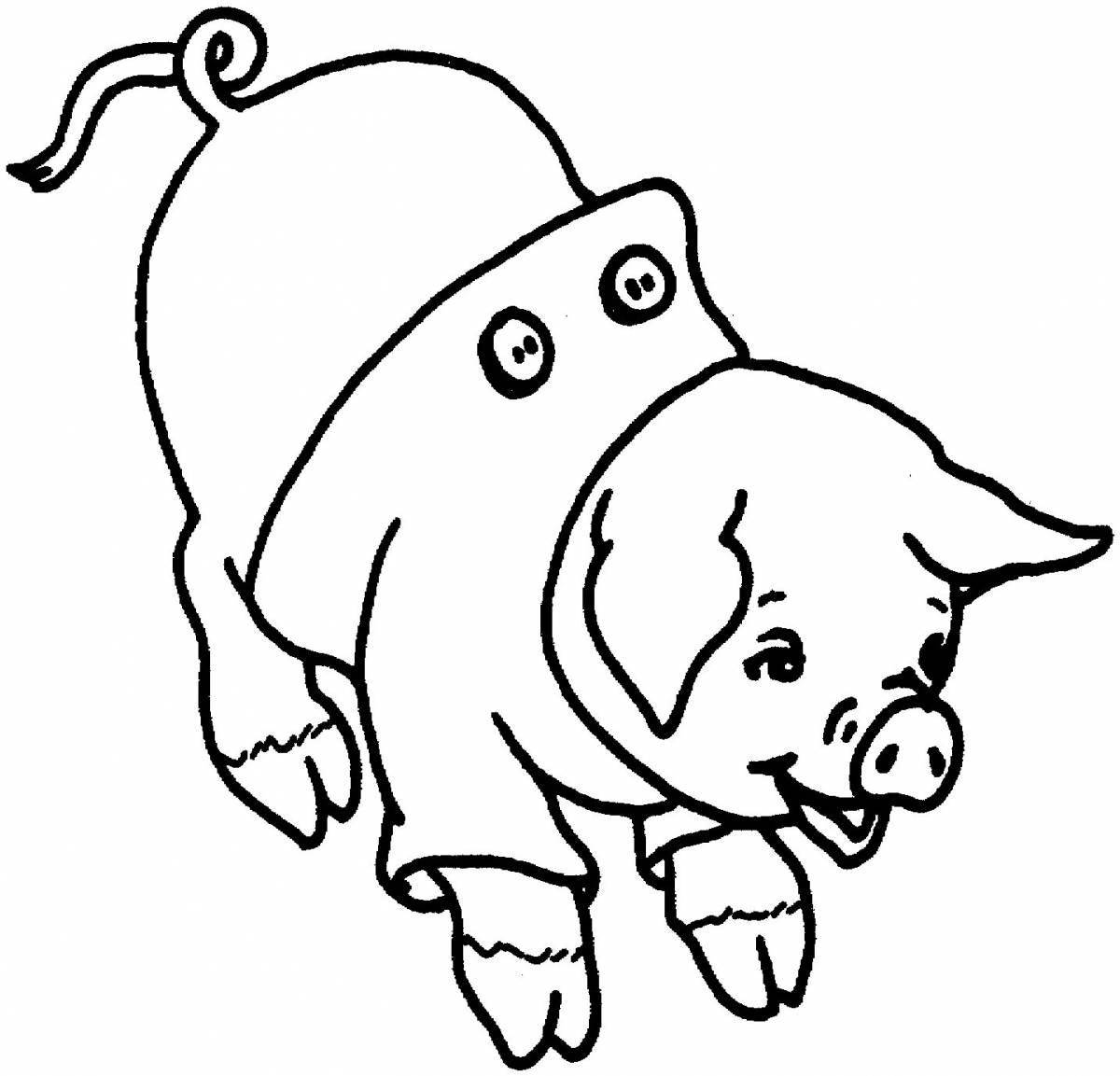 An interesting pig coloring book for kids