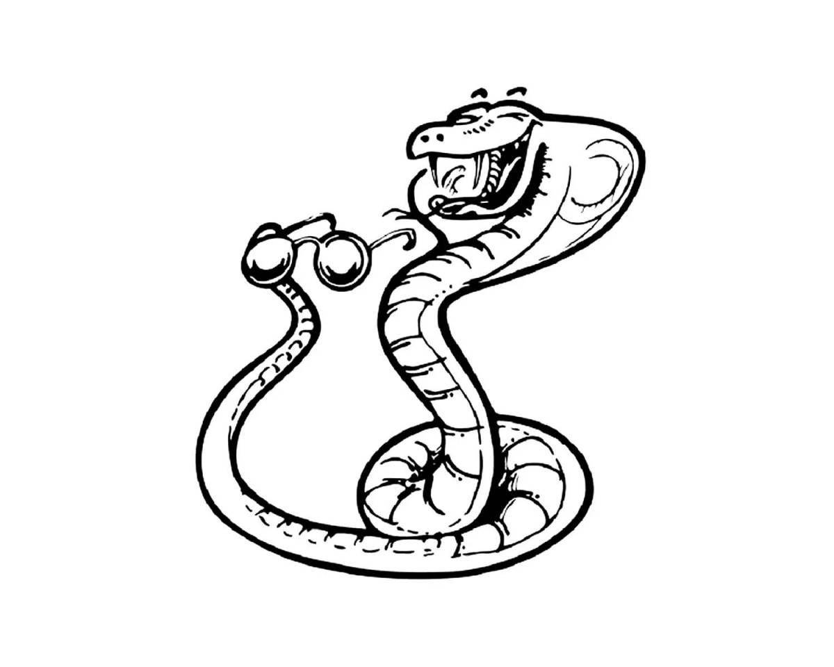 Colorful cobra coloring page for kids