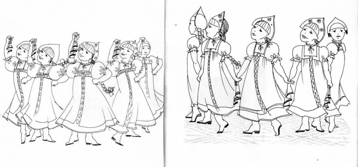 Joyful dance coloring for children