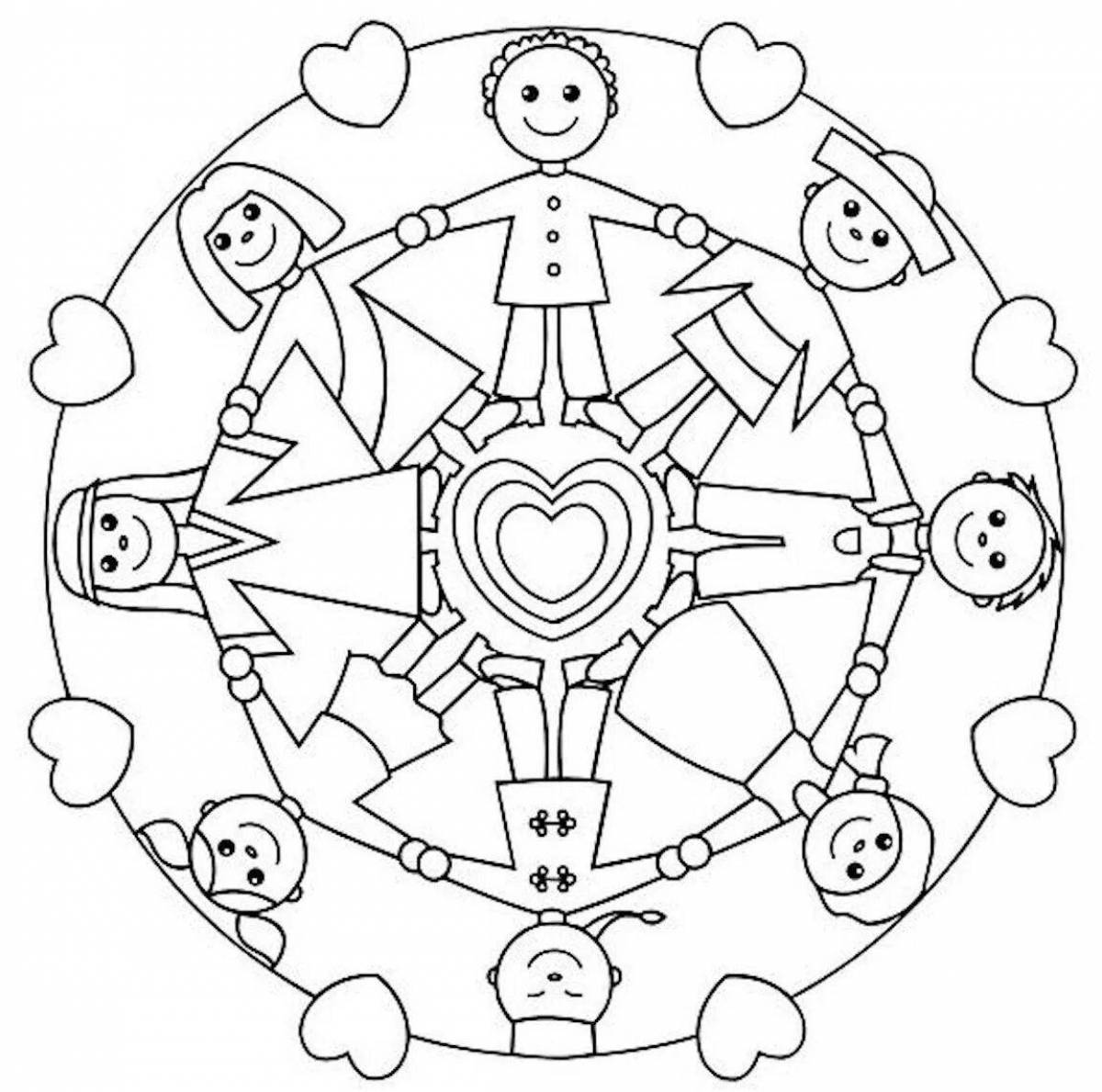 Cheerful round dance coloring for babies