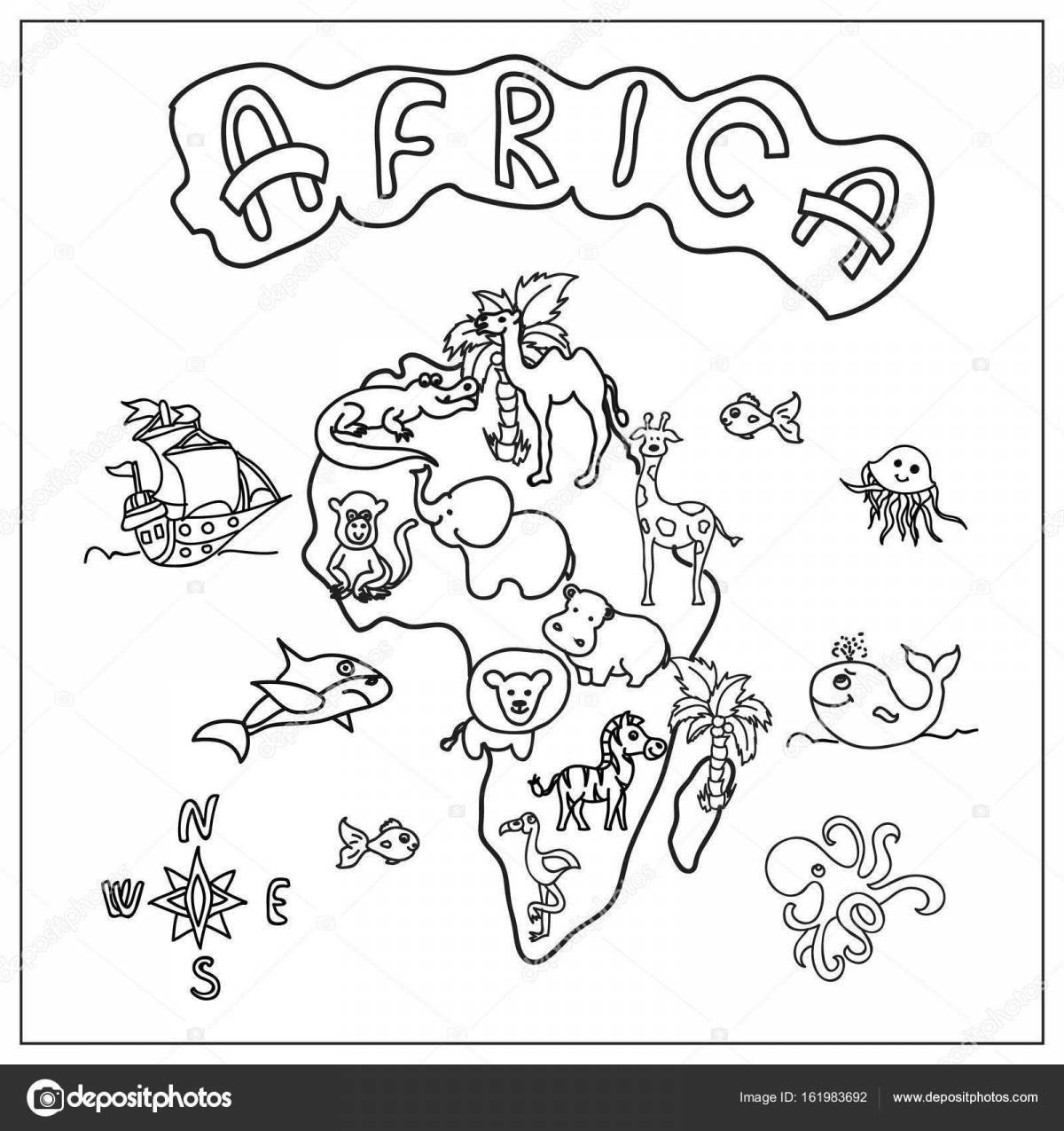 Coloring pages continents for kids
