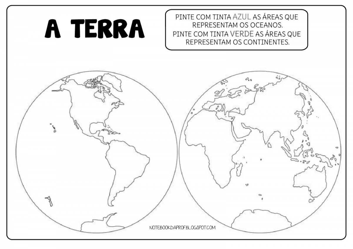 Photo Colour coloring continents for children