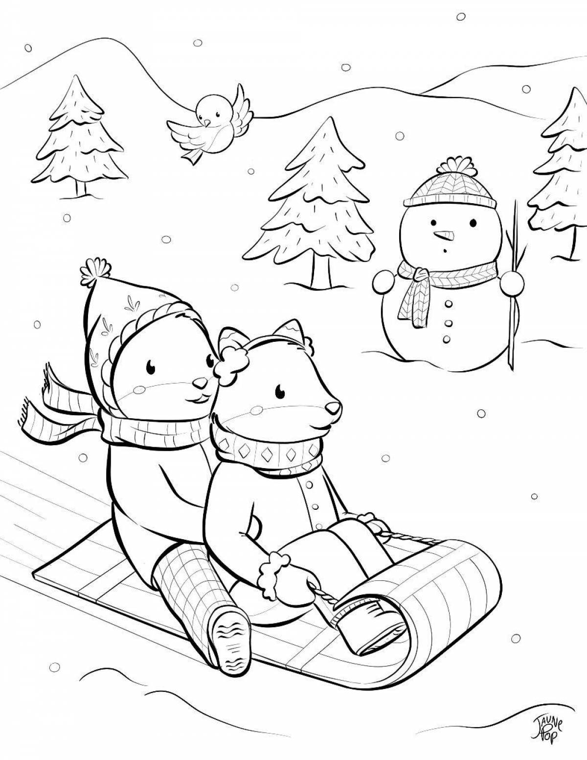 Large winter coloring book for adults