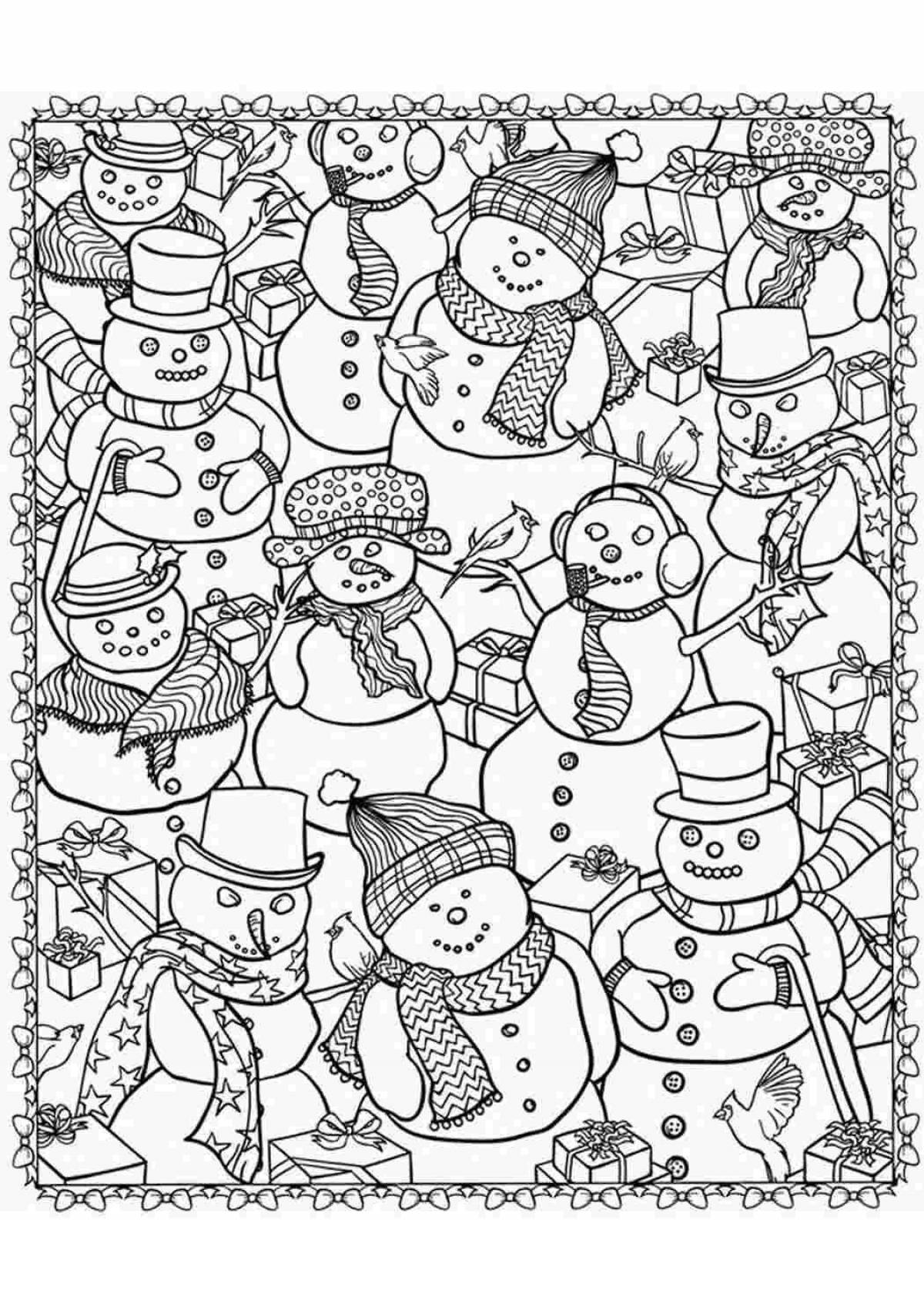 Luxury winter coloring book for adults