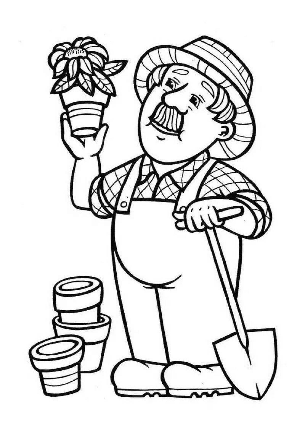 Playful farmer coloring book for kids