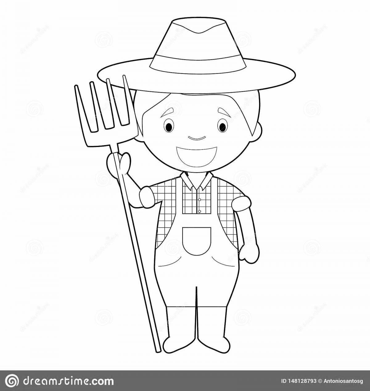 Live farmer coloring book for kids