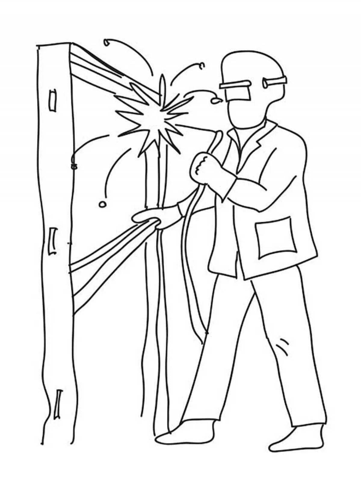 Outstanding Welder Coloring Page for Students