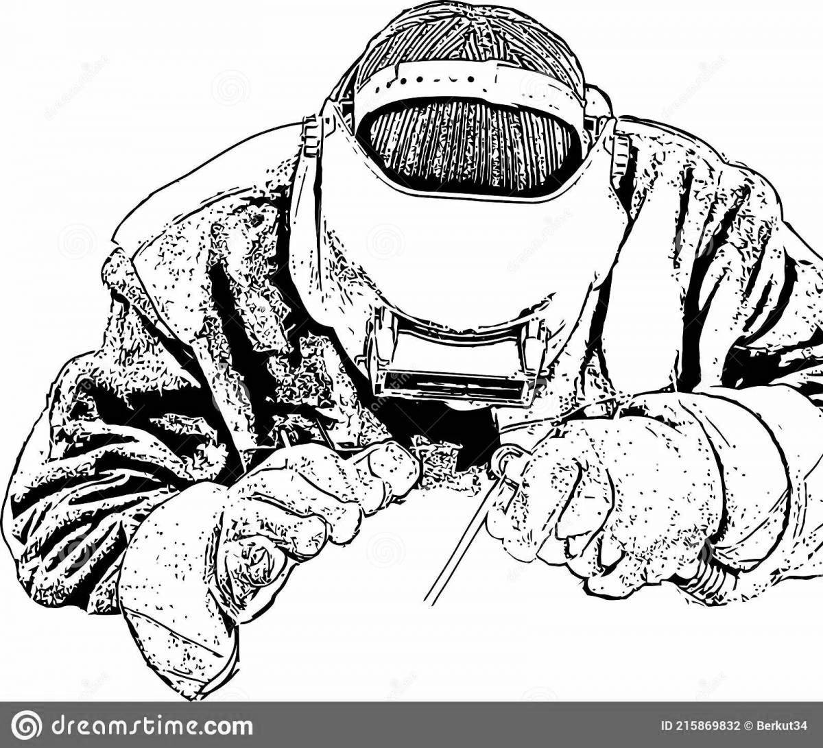 Glitter welder coloring page for students