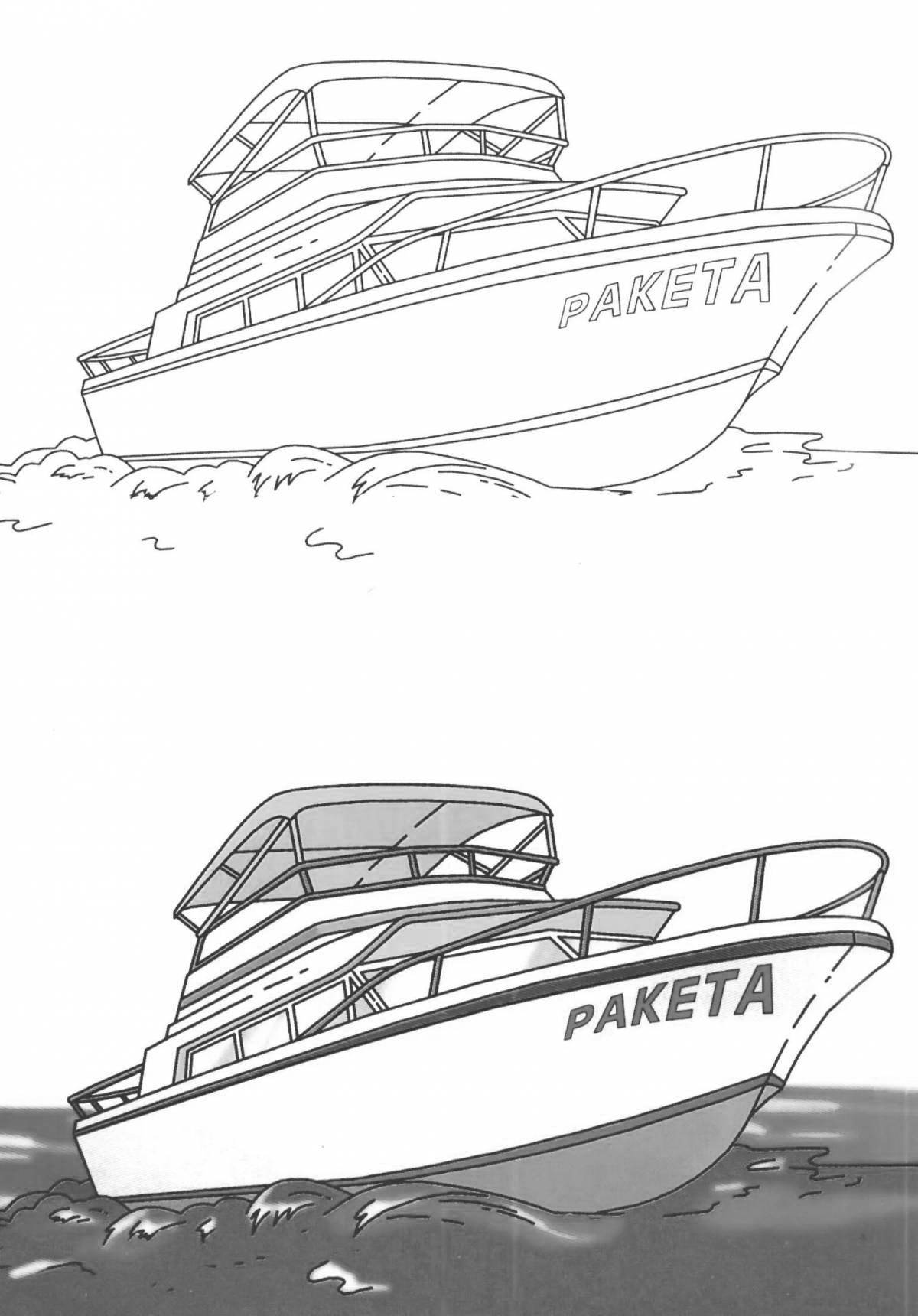 Exquisite boat coloring for kids