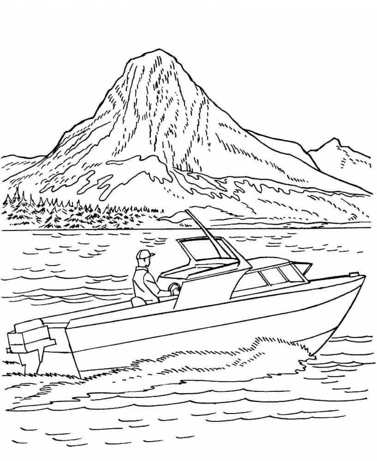 Attractive boat coloring for kids