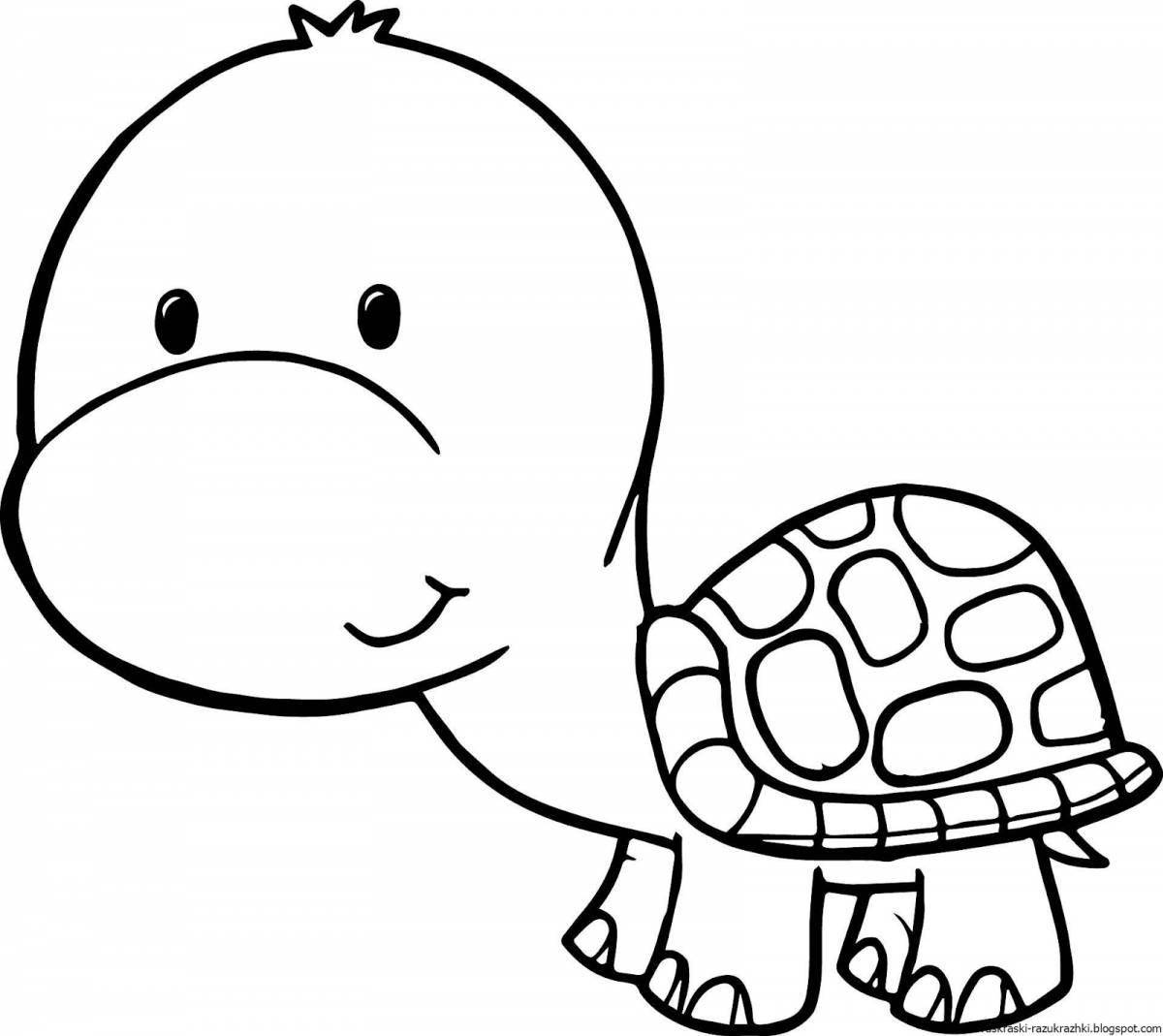 Радостная черепаха-раскраска для детей