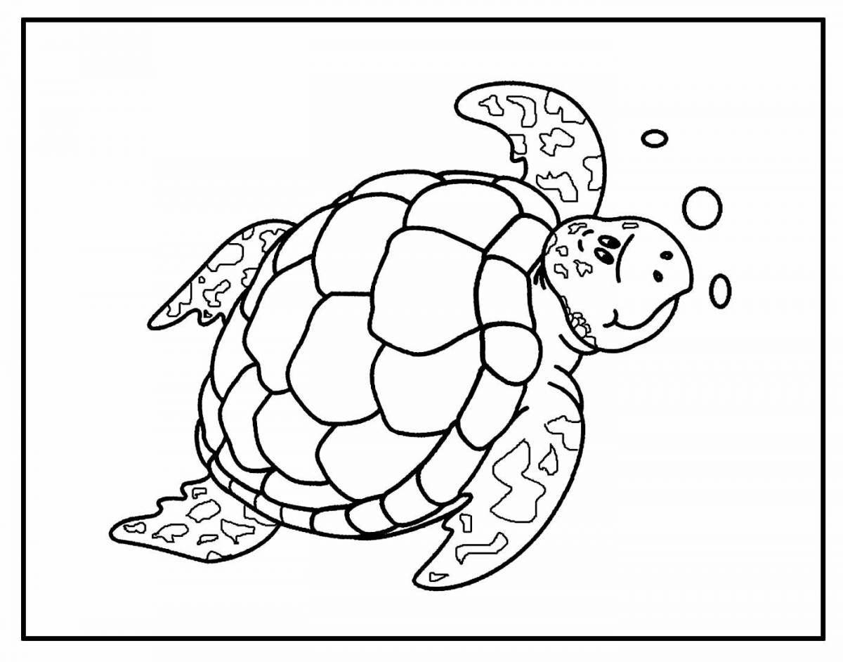 Великолепная черепаха-раскраска для детей