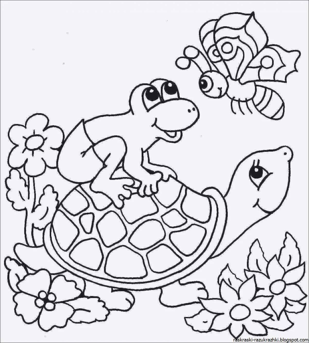 Radiant turtle coloring book for kids