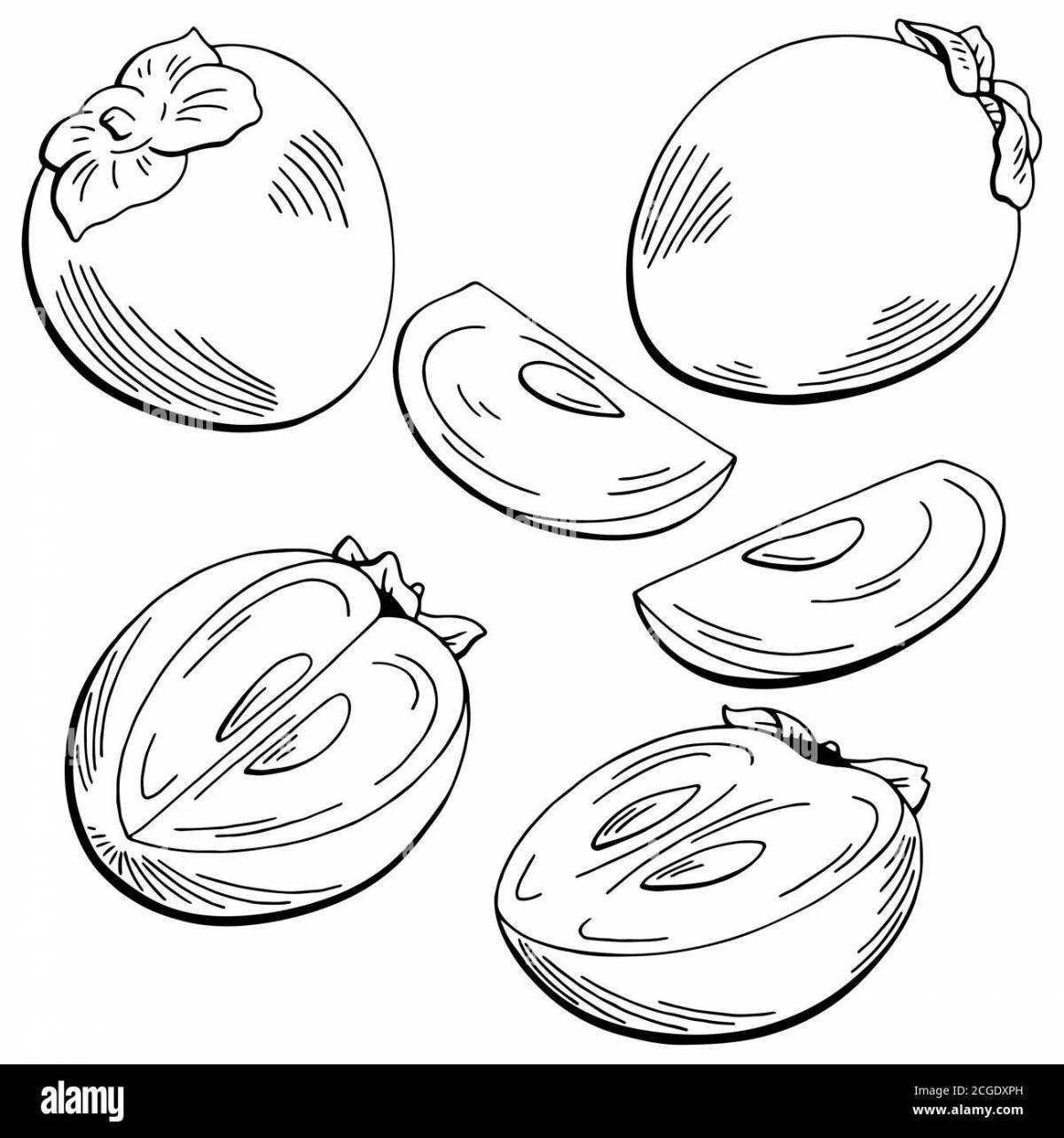 Playful persimmon coloring page for kids