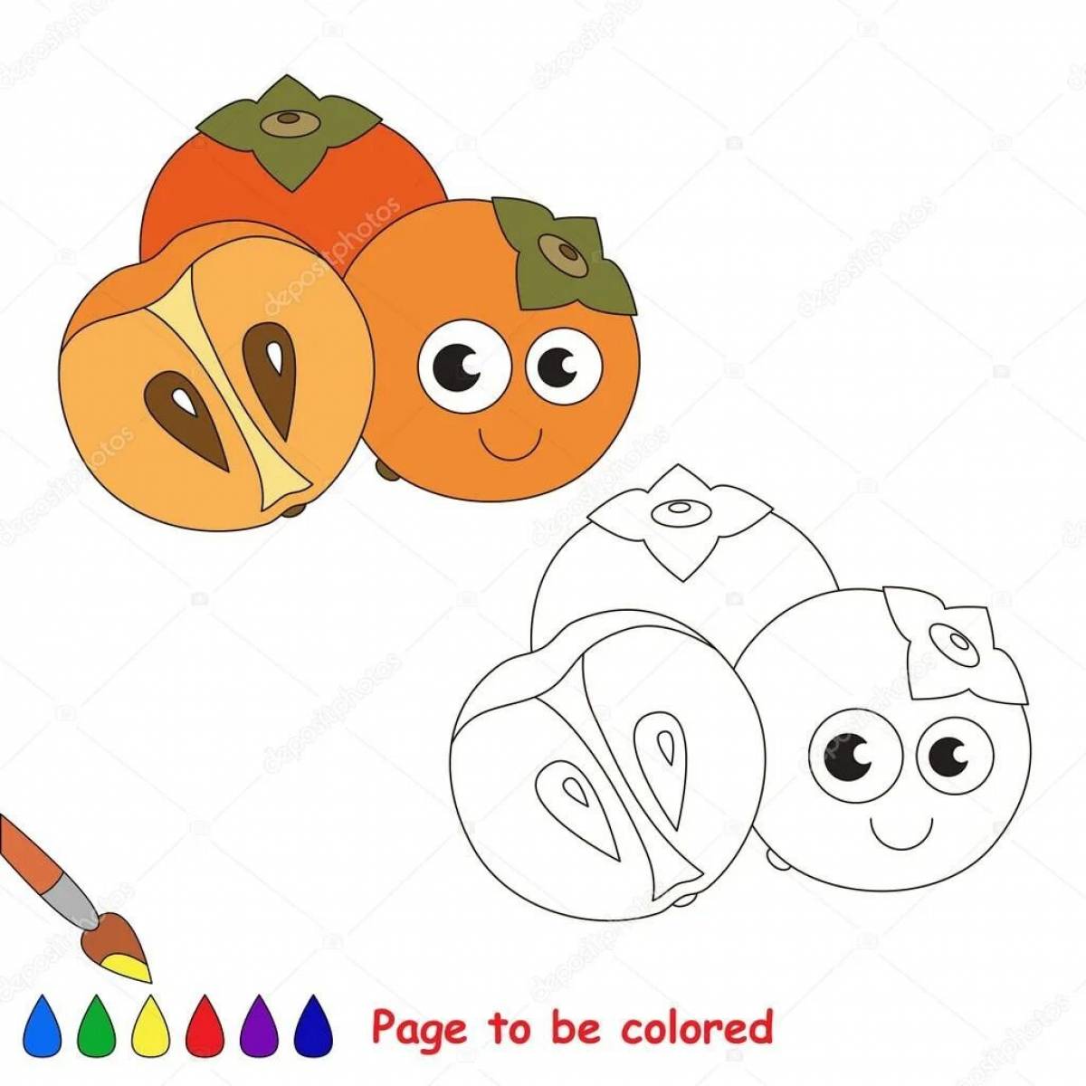 Fashion coloring persimmon for kids