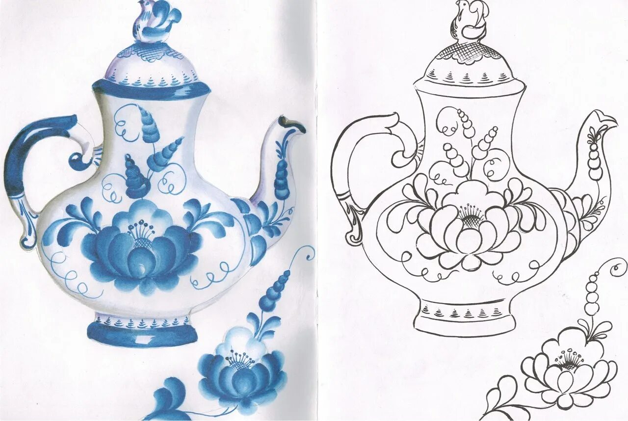 Раскраска Гжель для дошкольников #1