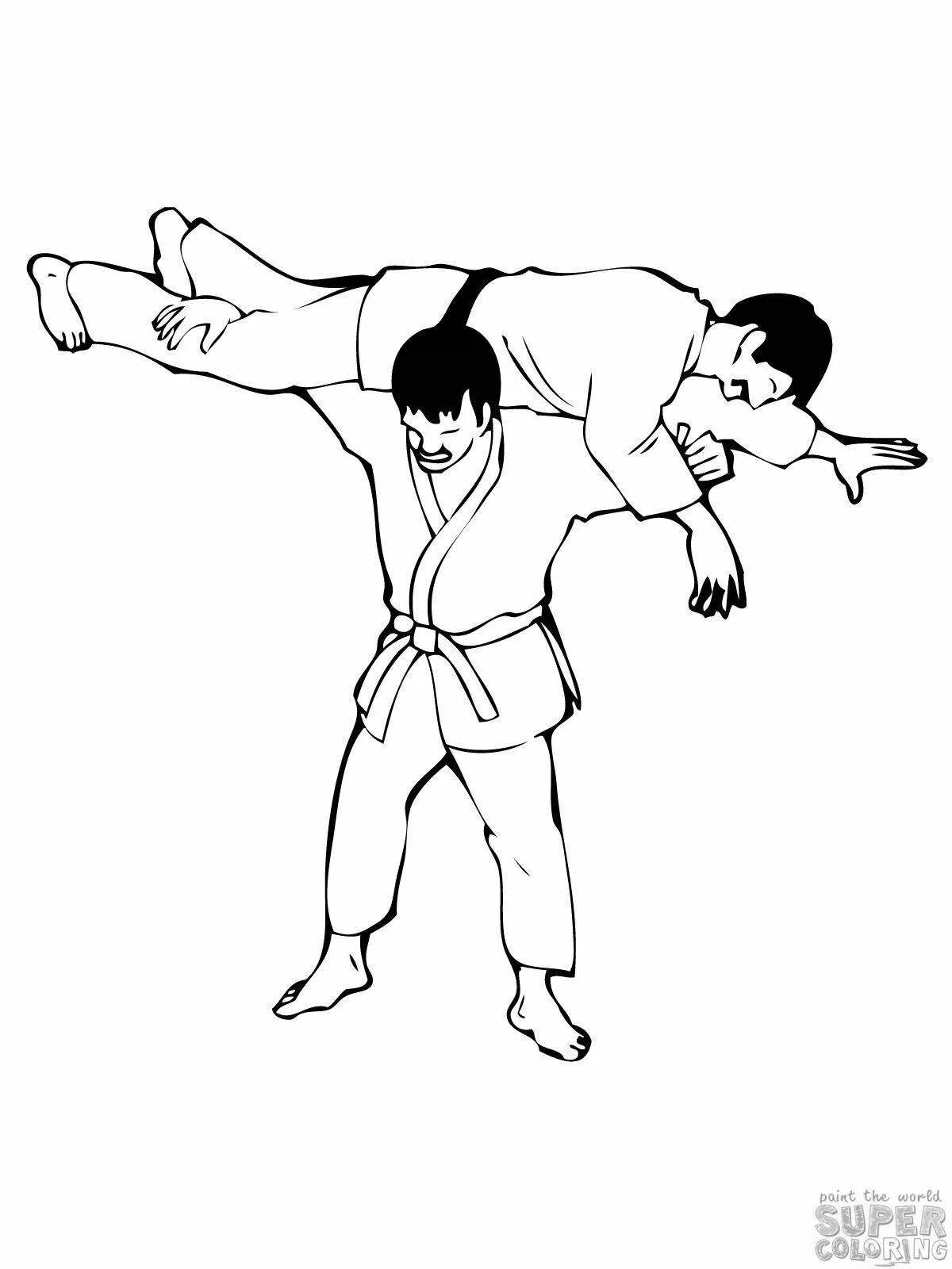 Colorful judo coloring pages for kids