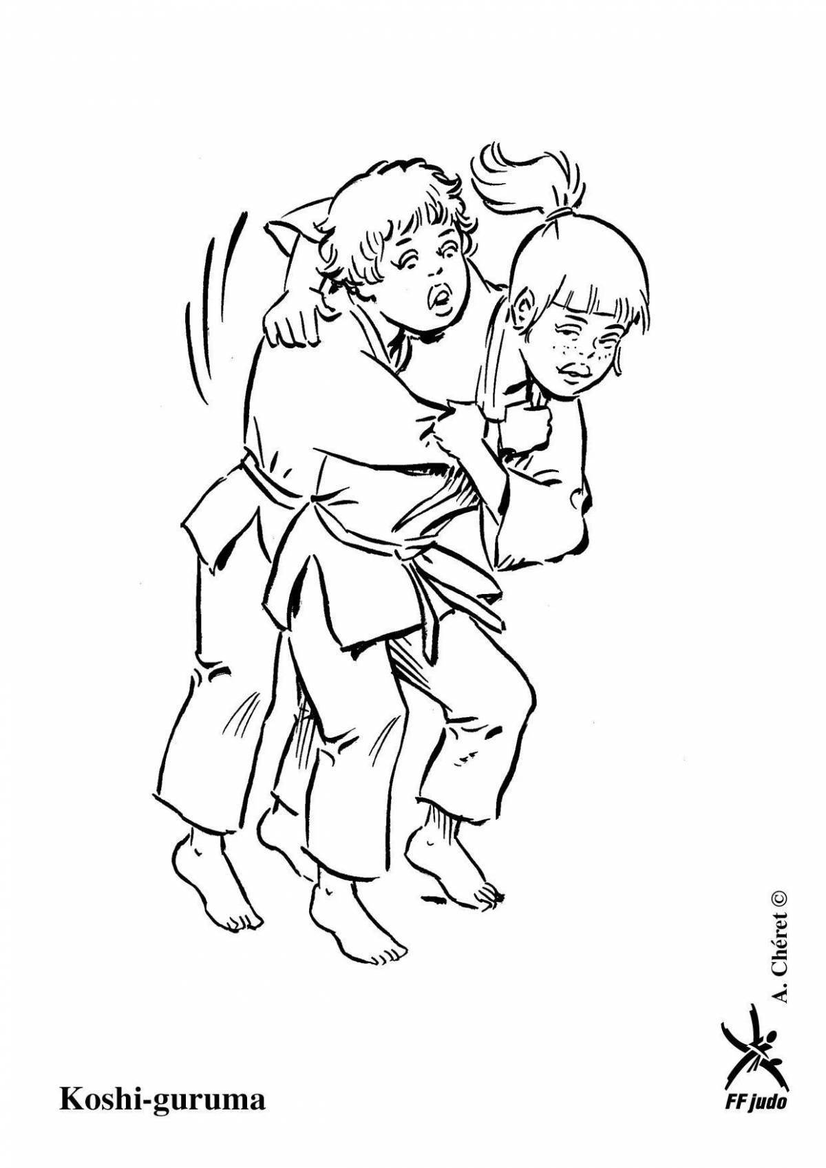 Playful judo coloring page for kids