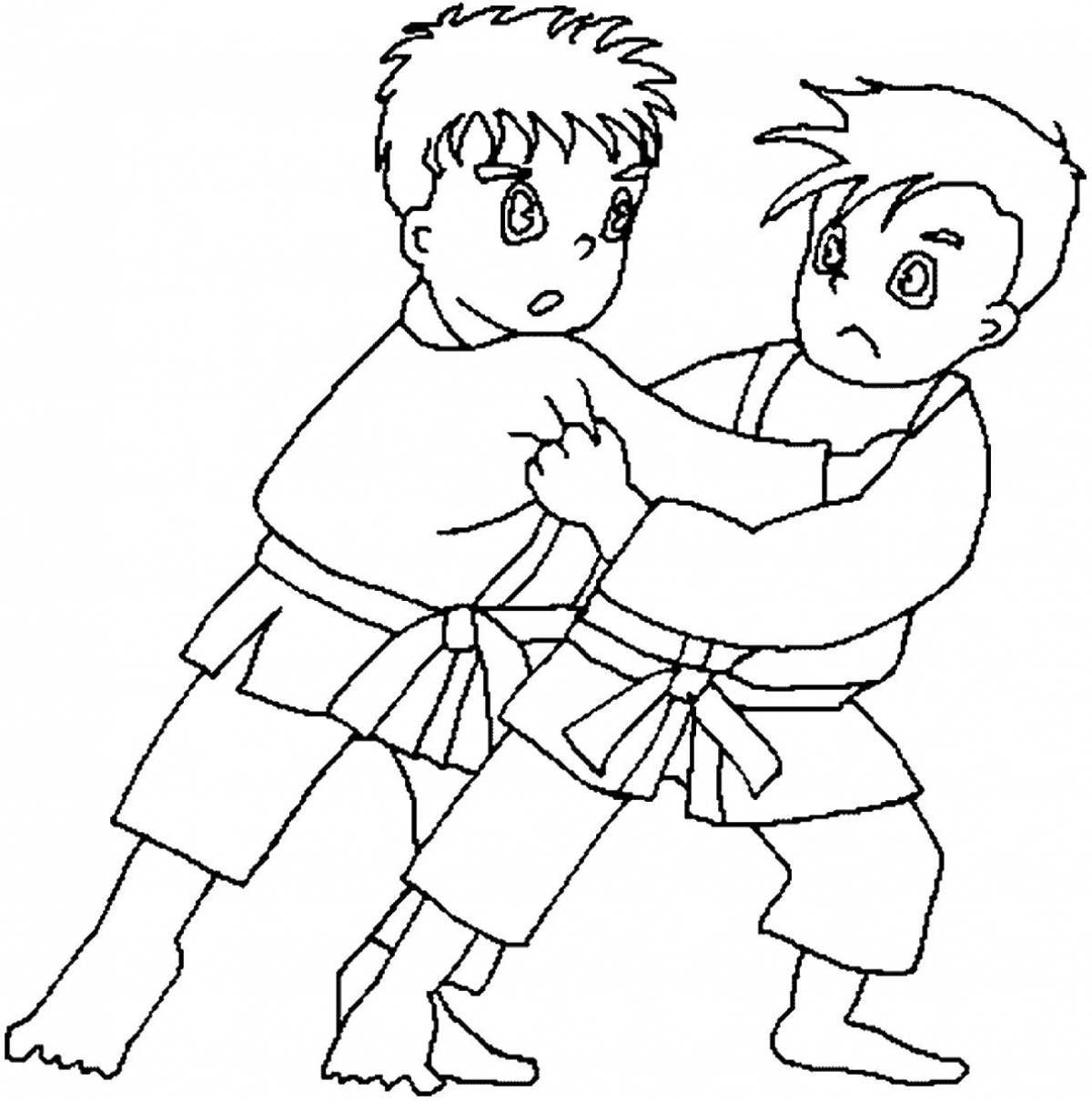 Inspirational judo coloring book for kids