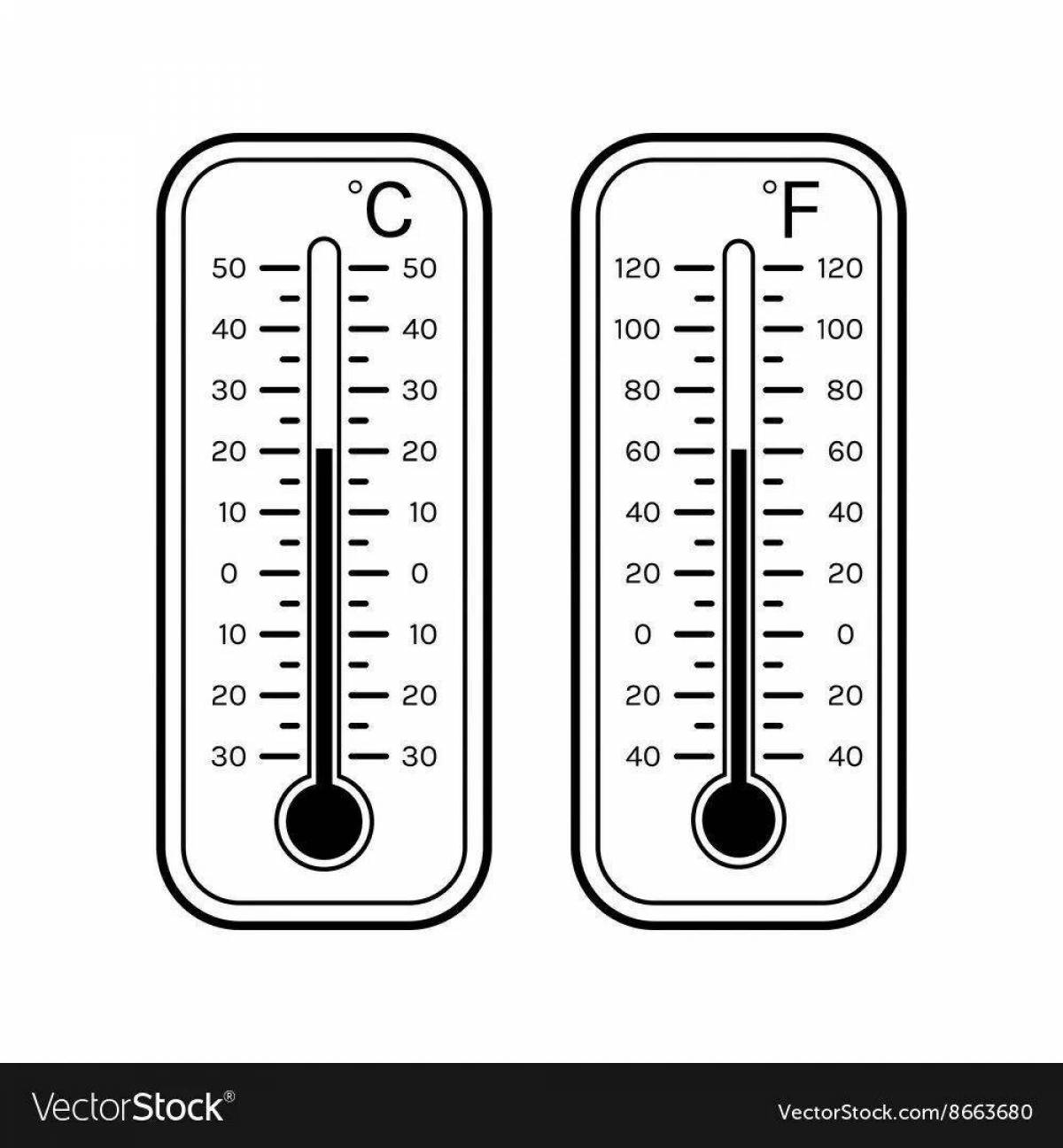 Красочная страница раскраски термометра для учеников