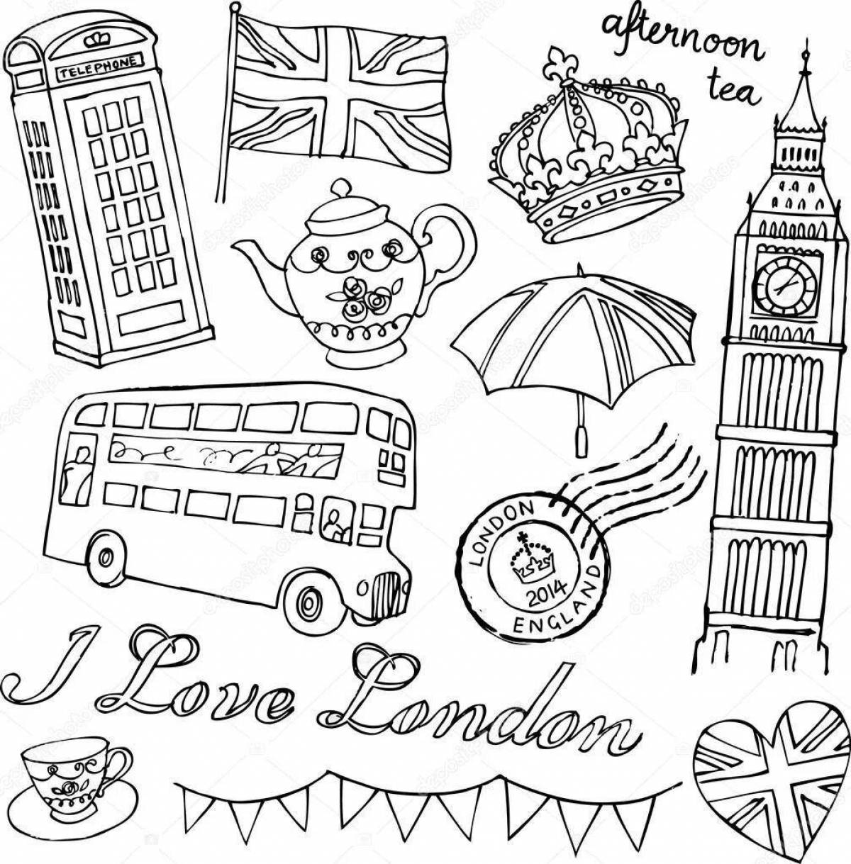 Charming london coloring book for kids