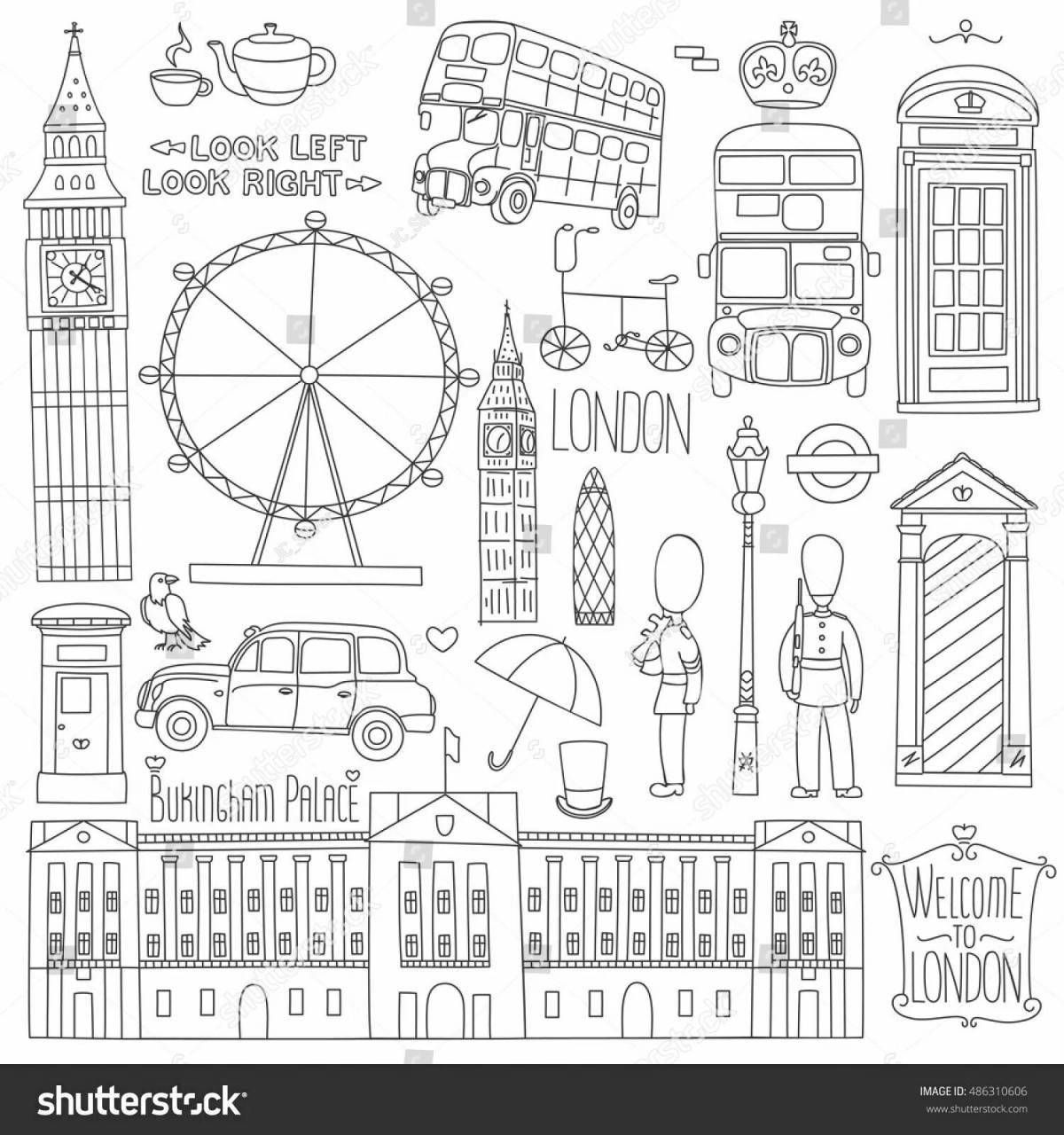 Playful London coloring book for kids