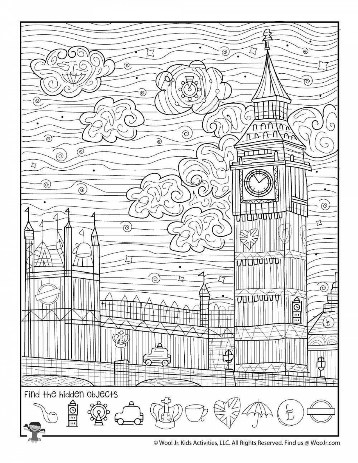 Coloring book inviting london for kids