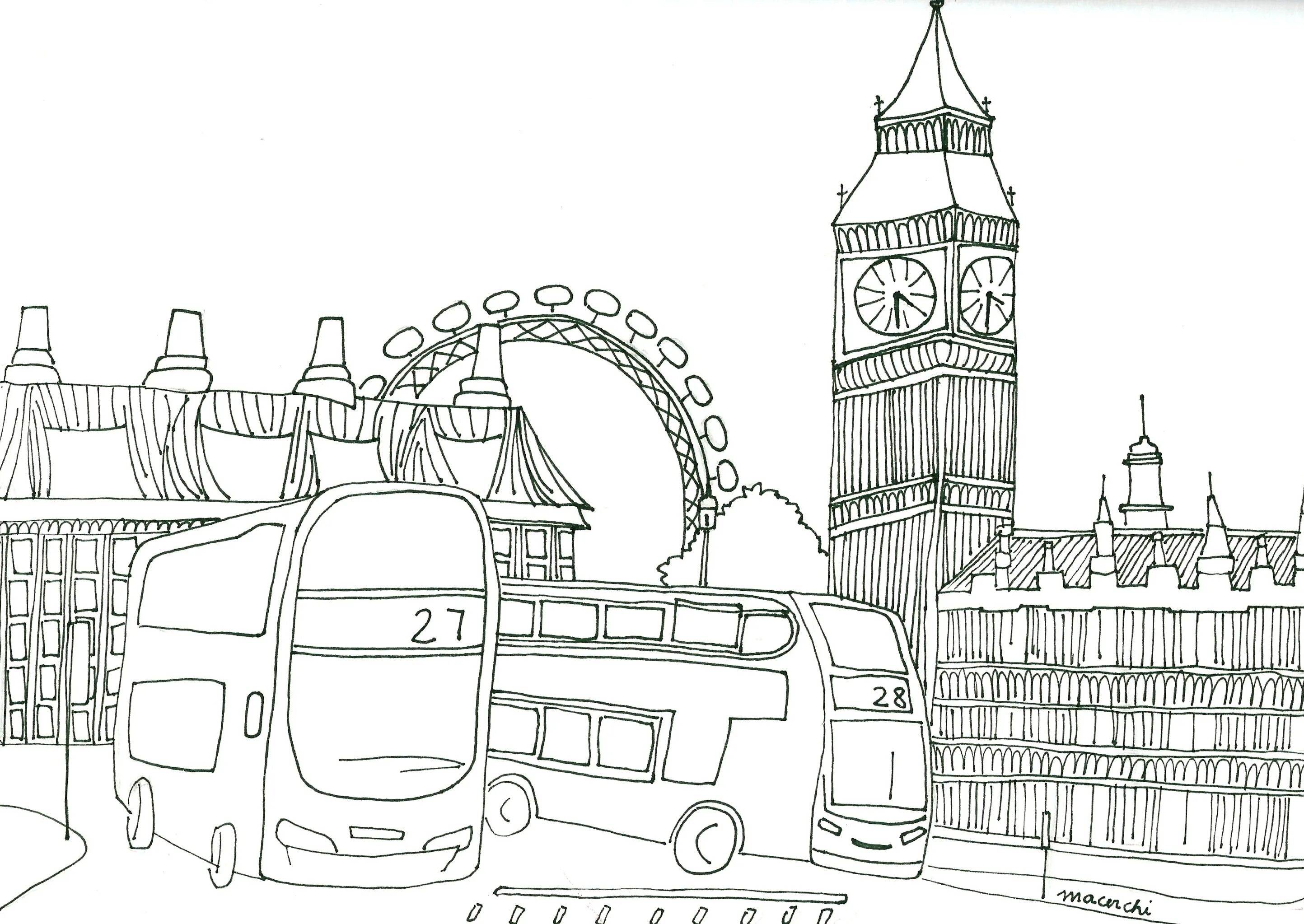 Coloring book glamorous london for kids