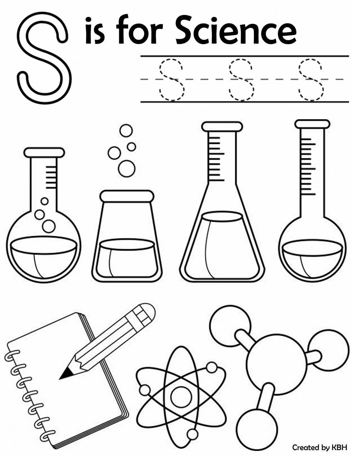 Entertaining chemistry coloring book for young children