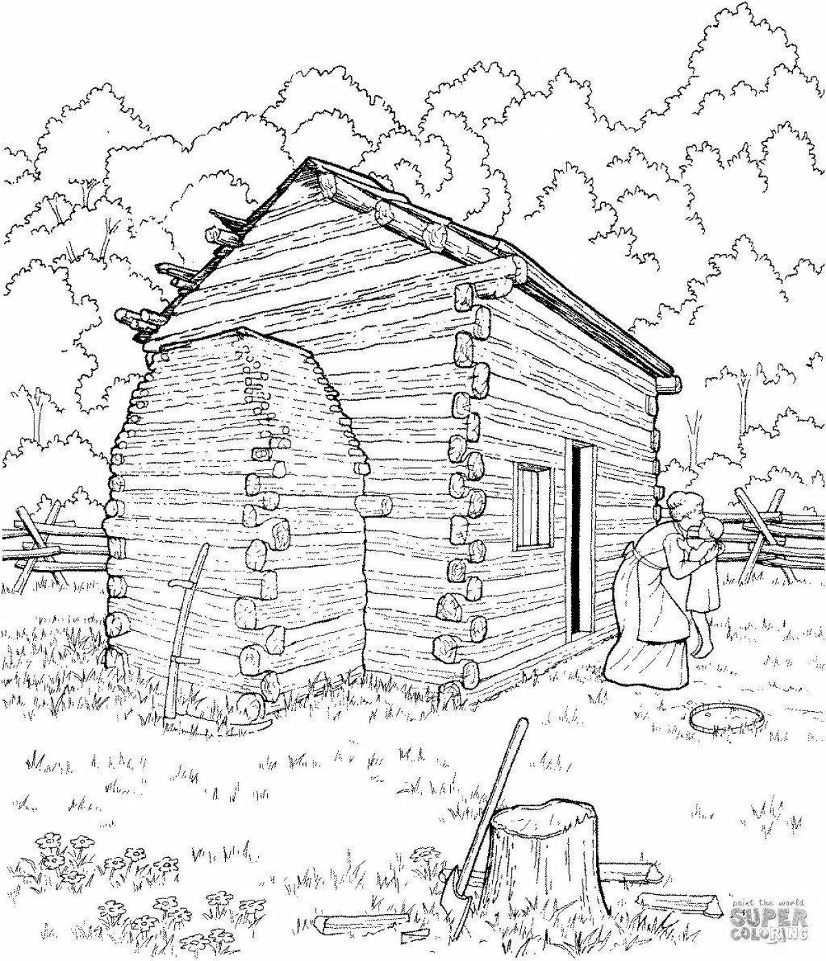 Coloring page funny hut for kids