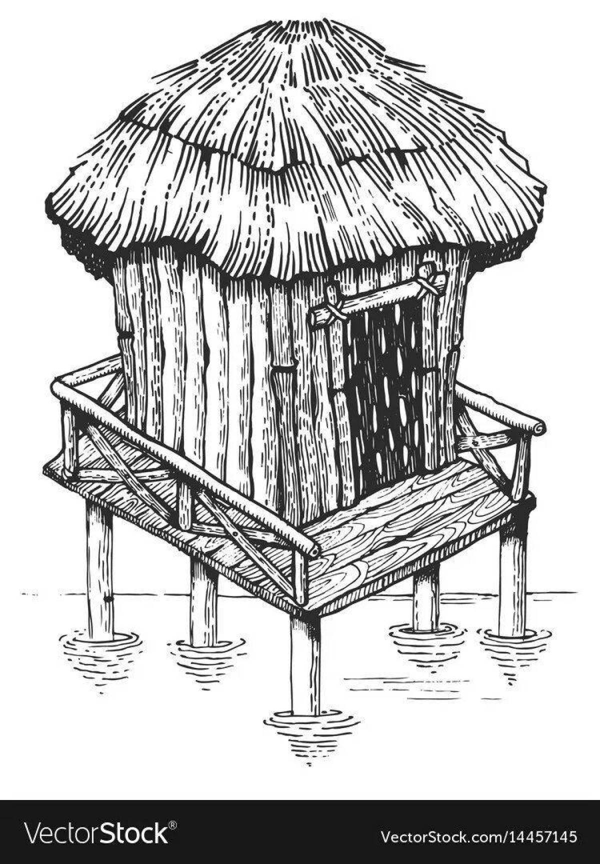 Adorable hut coloring page for kids