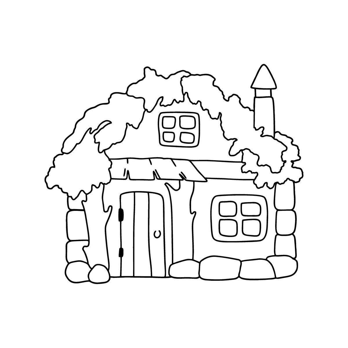Coloring book magical hut for kids