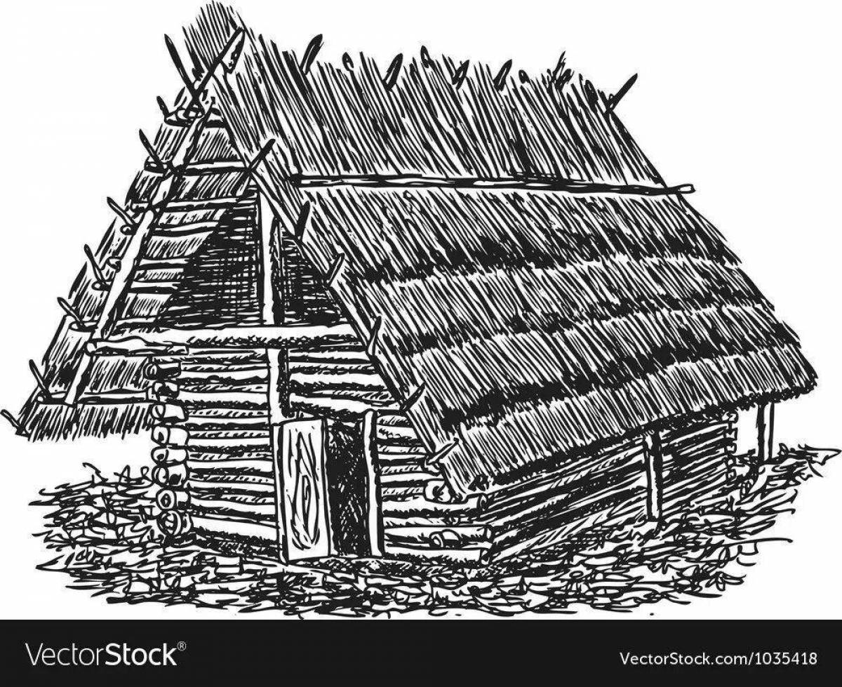 Cute hut coloring book for kids