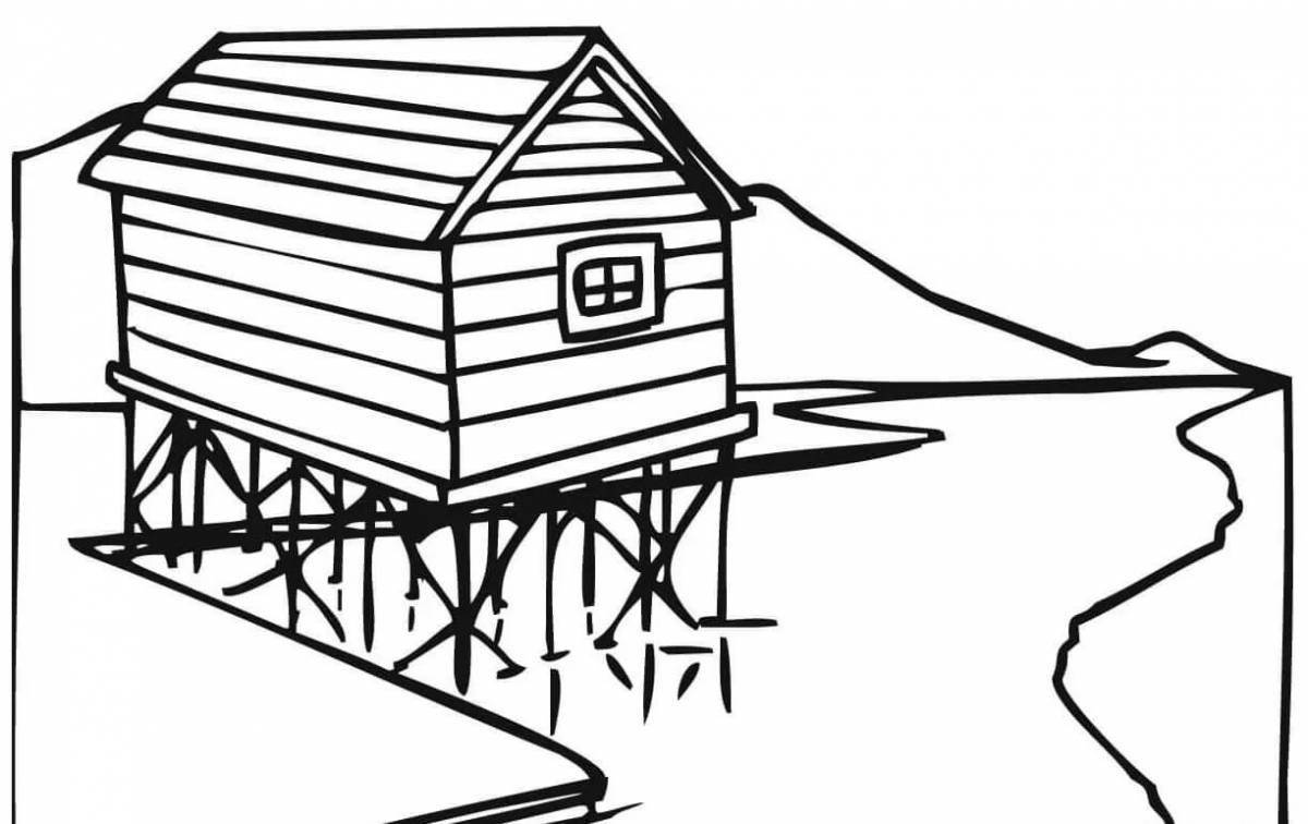 Charming hut coloring pages for kids