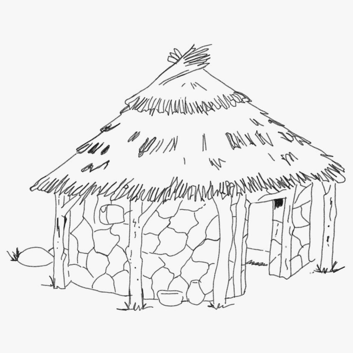 Beautiful hut coloring pages for kids