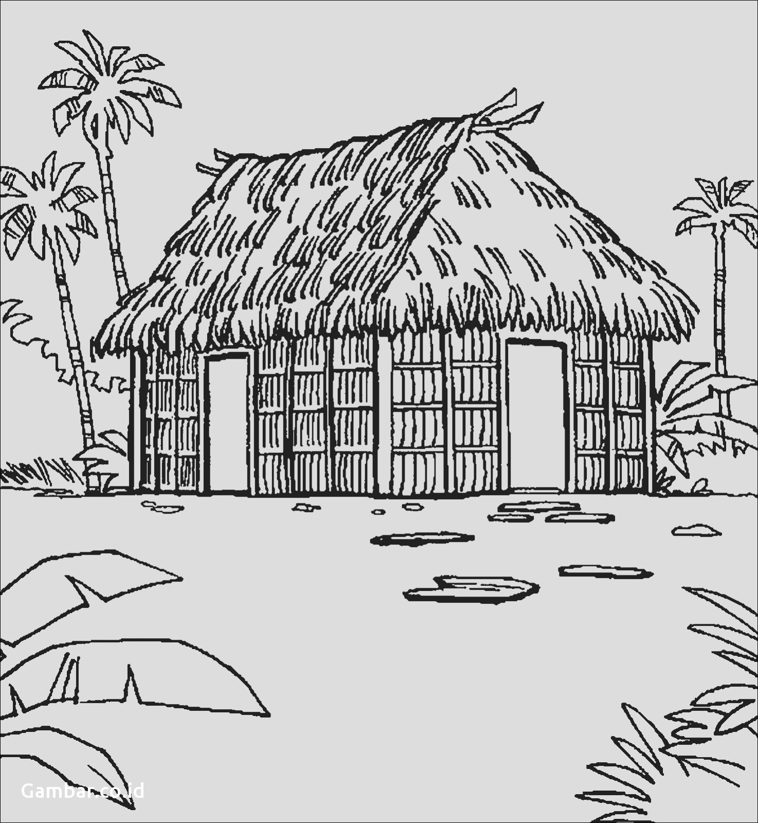 Inviting hut coloring book for kids