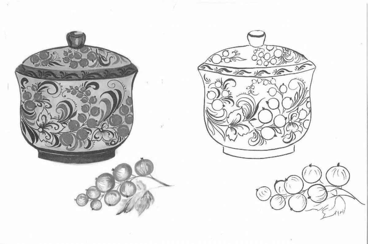 Playful sugar bowl coloring page for babies