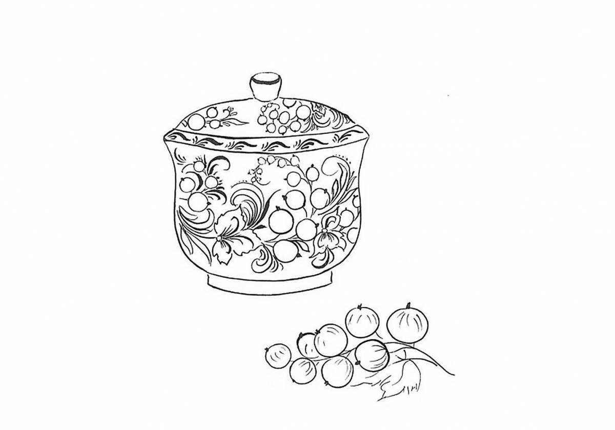 Delightful sugar bowl coloring for schoolchildren