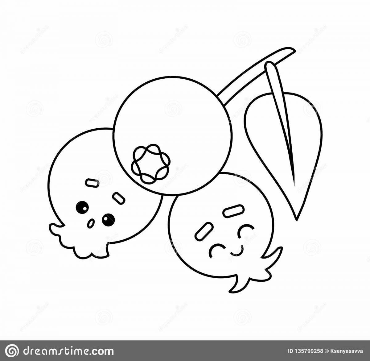 Photo Colorful blueberry coloring book for kids