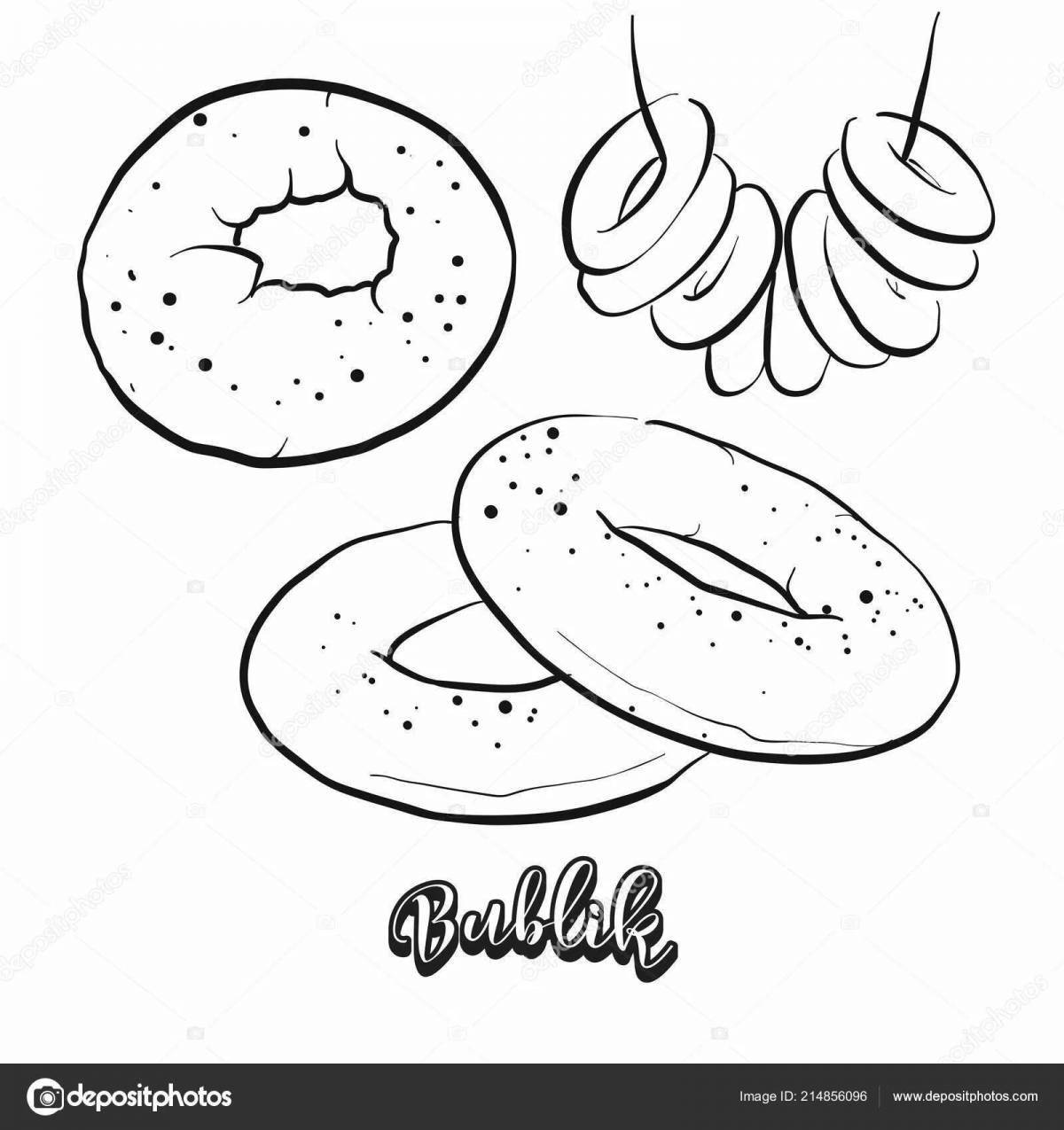 Fun coloring bagel for kids