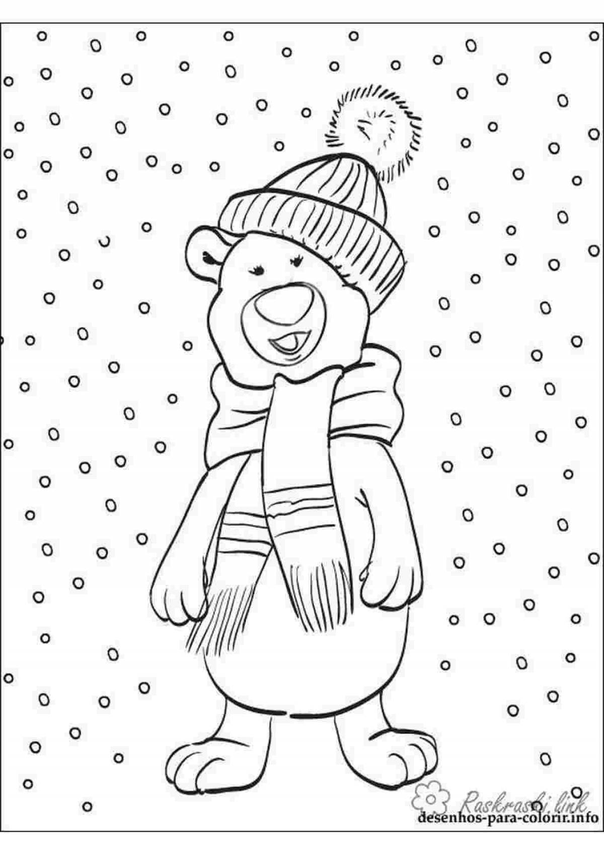 Gorgeous snowfall coloring book for preschoolers