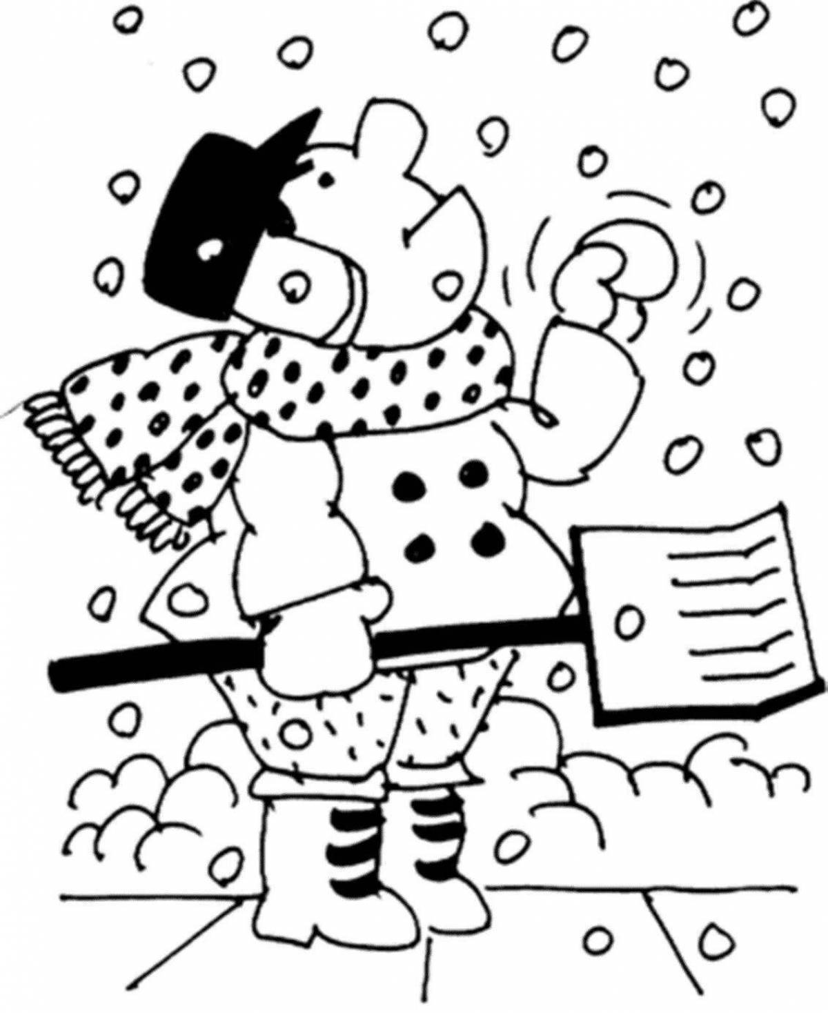 Fine snowfall coloring book for kids