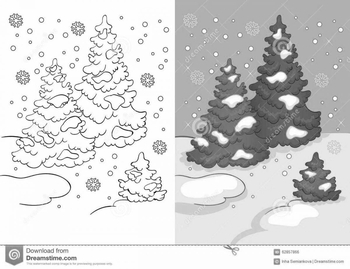 Rough snowfall coloring pages for kids
