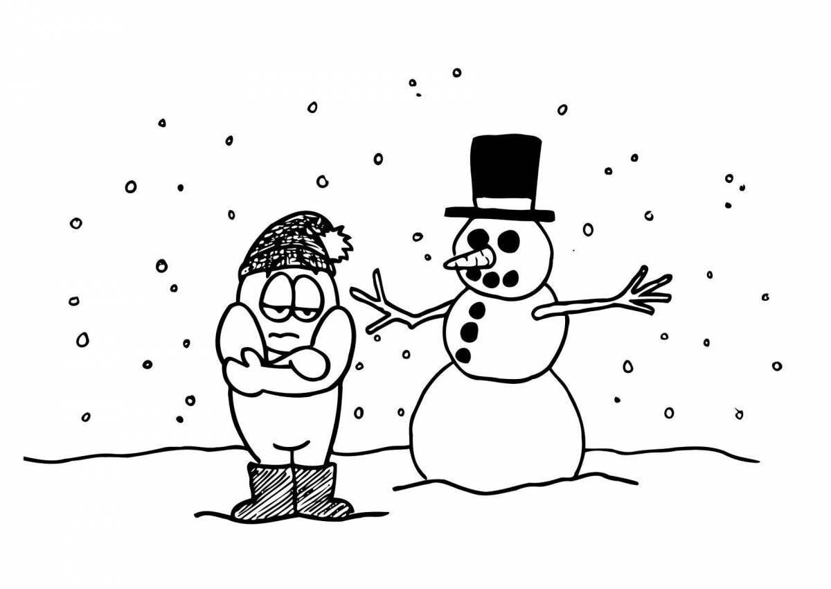 Glorious juvenile snowfall coloring page