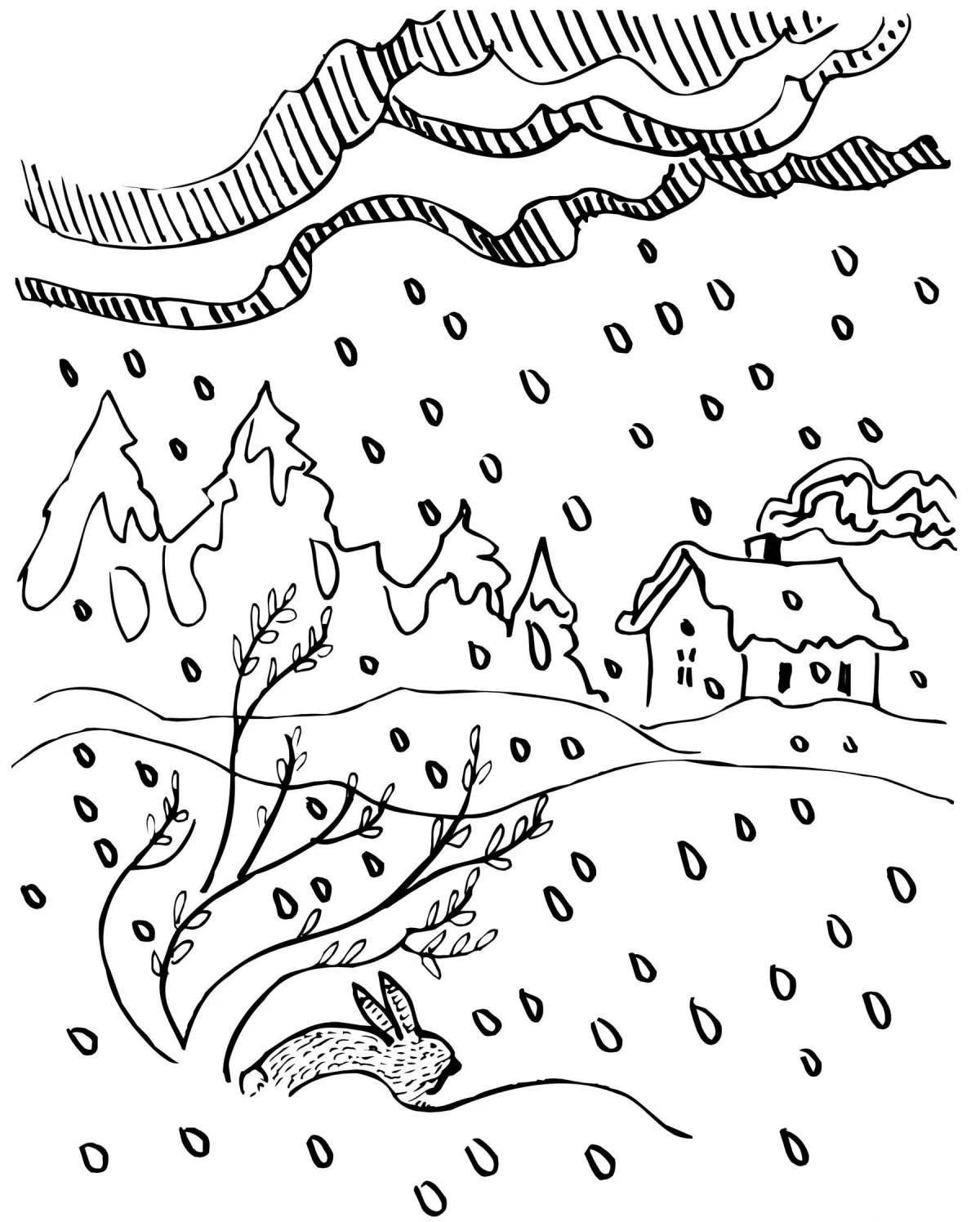 Gorgeous snowfall coloring book for kids